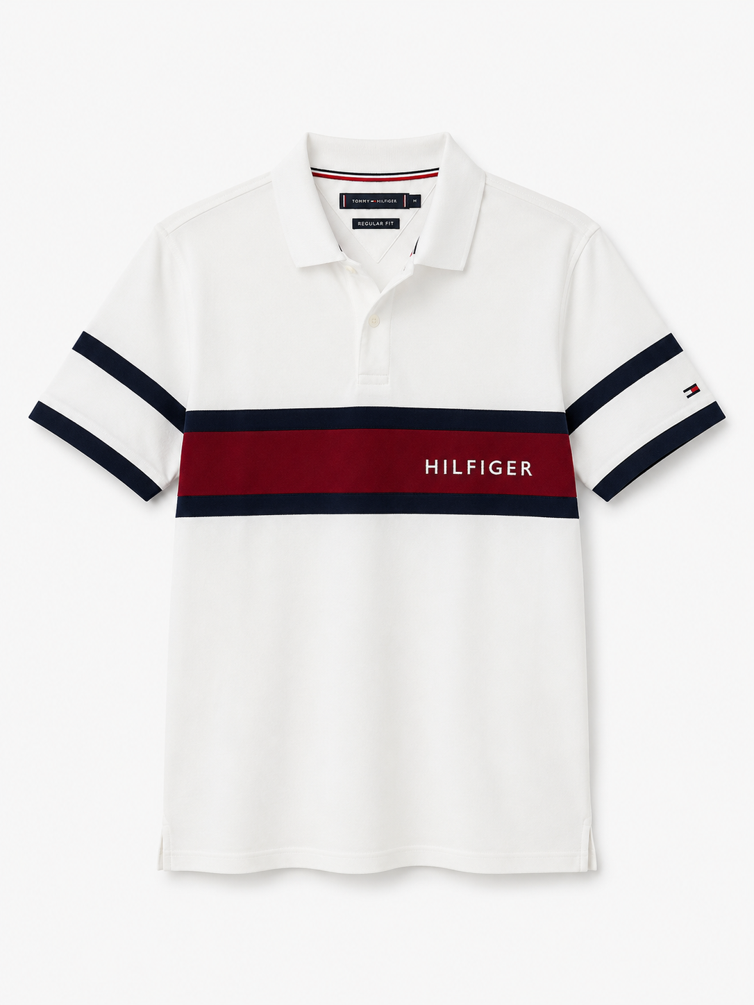Tommy Hilfiger Stripe Polo Shirt – White