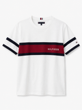Tommy Hilfiger Striped Logo T-Shirt – White