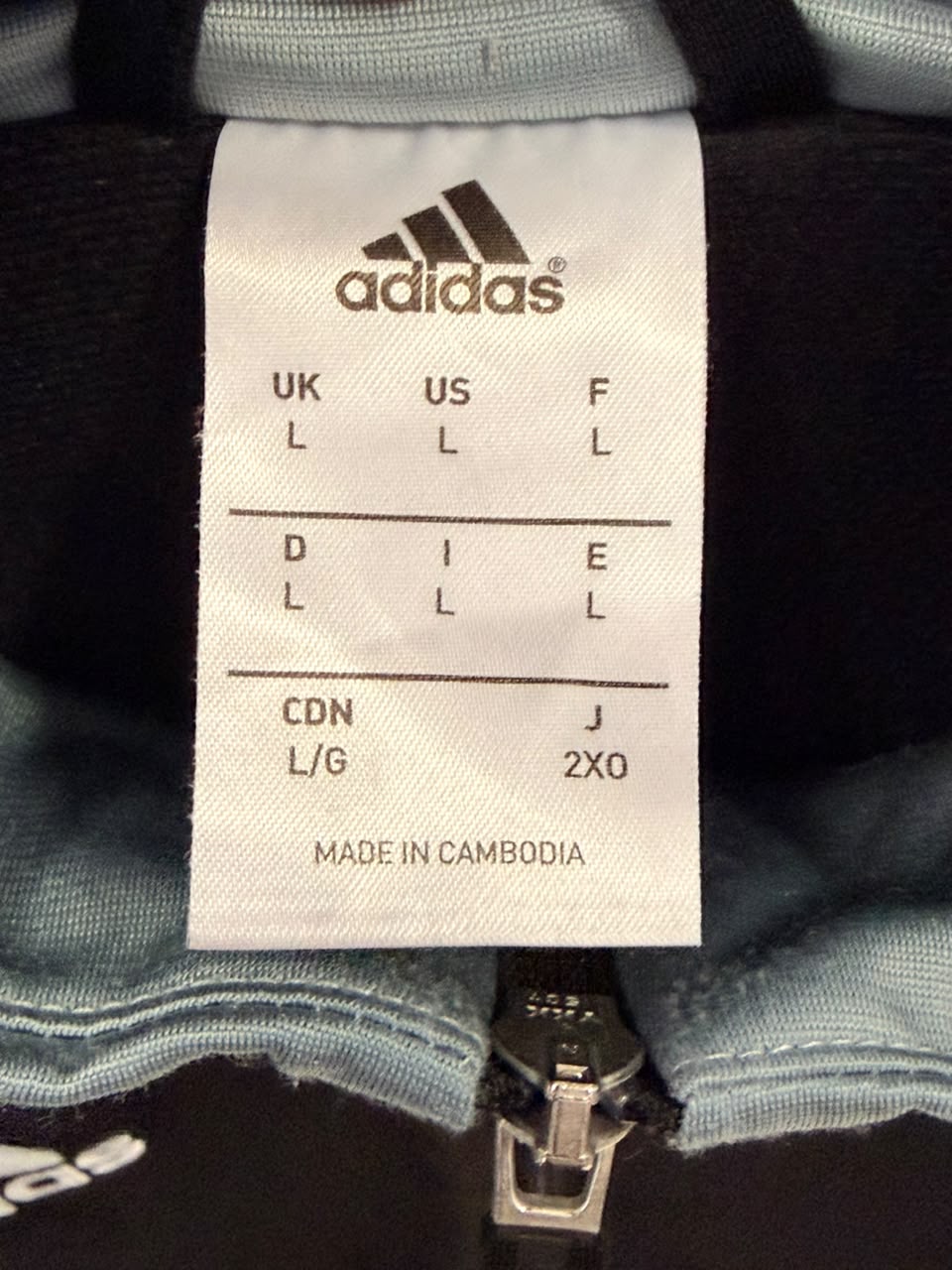Adidas Track Jacket – Black / Light Blue (L)