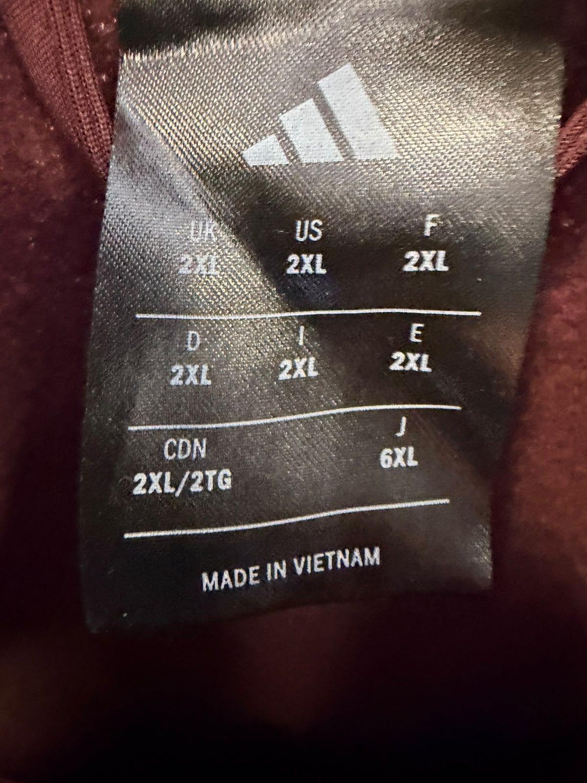 Adidas Full Zip Track Jacket – Burgundy-XXL